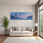 Winterliche Landschaft Mit Schneebedeckten Bergen Und Reh