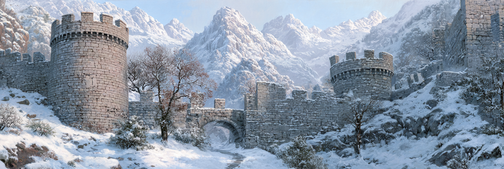 Winterliche Steinerne Burg In Verschneiter Berglandschaft | Eis und Schnee | Natur
