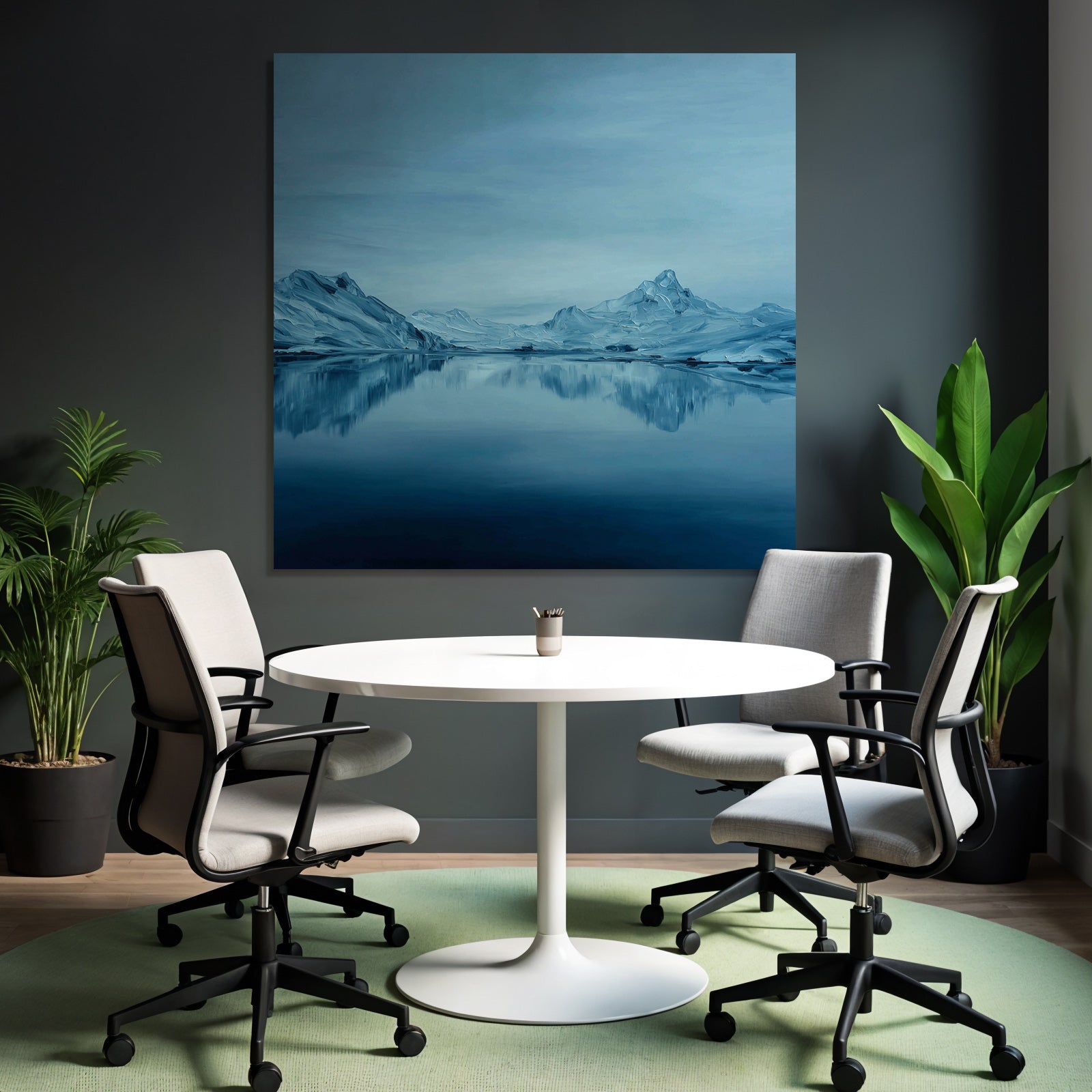 Blaü Berglandschaft Mit Schnee Und Ruhigem See