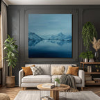 Blaü Berglandschaft Mit Schnee Und Ruhigem See