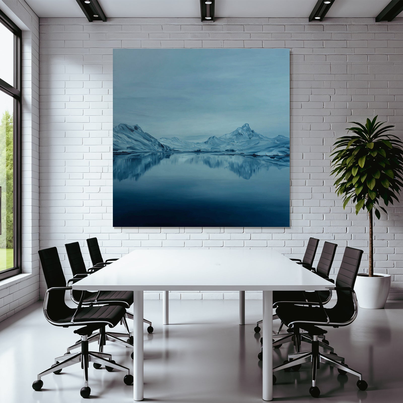 Blaü Berglandschaft Mit Schnee Und Ruhigem See