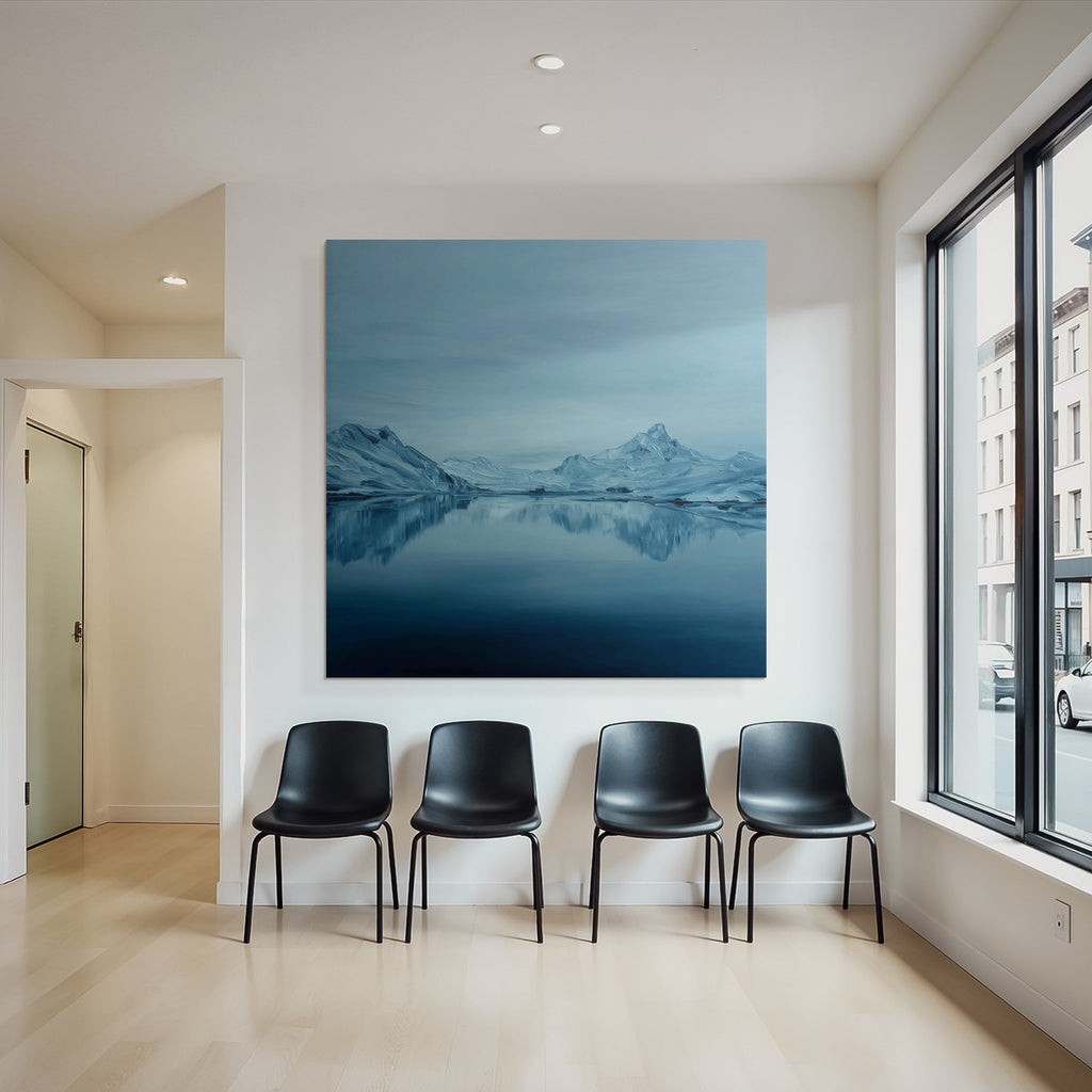 Blaü Berglandschaft Mit Schnee Und Ruhigem See
