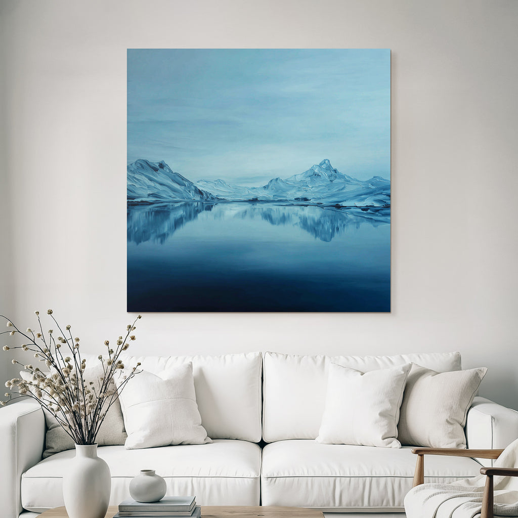 Blaü Berglandschaft Mit Schnee Und Ruhigem See
