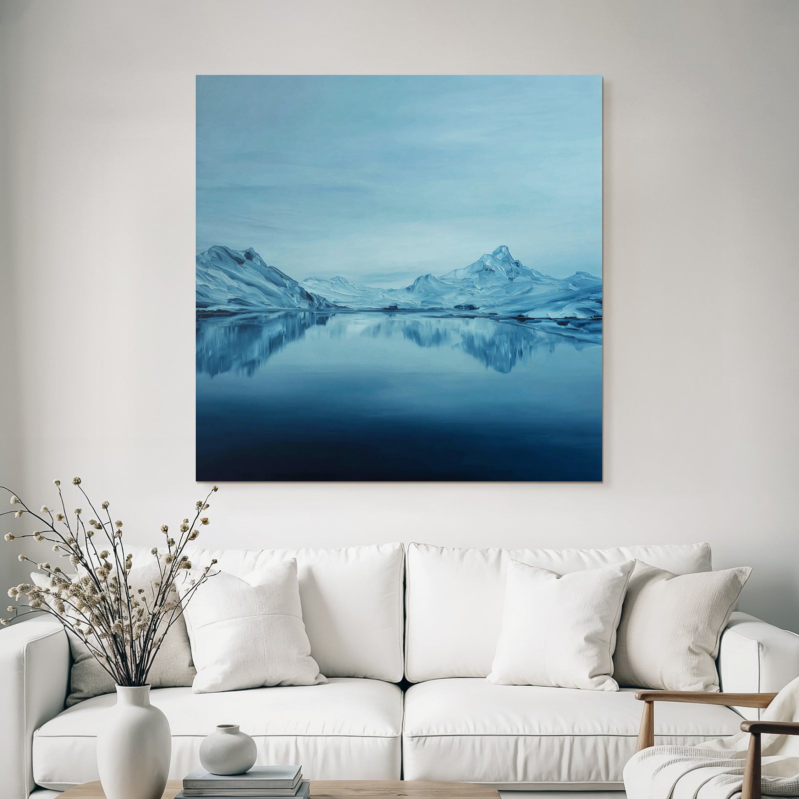 Blaü Berglandschaft Mit Schnee Und Ruhigem See