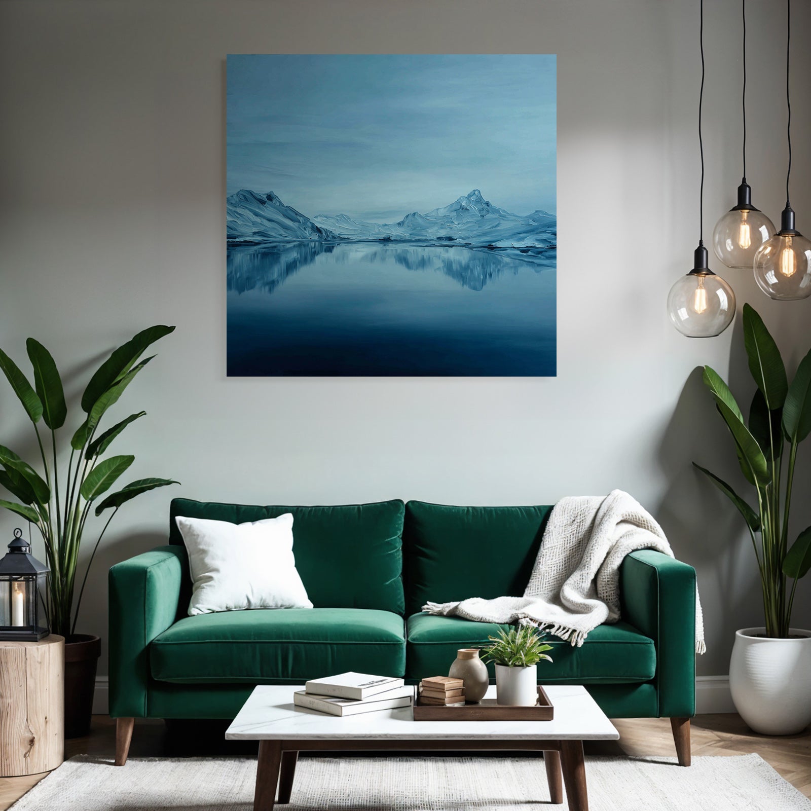 Blaü Berglandschaft Mit Schnee Und Ruhigem See