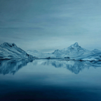 Blaü Berglandschaft Mit Schnee Und Ruhigem See | Eis und Schnee | Natur
