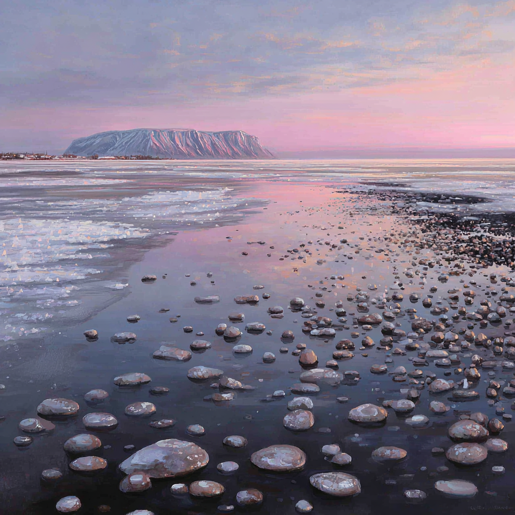 Friedliche Landschaft Mit Eisschollen Und Plateau Im Dämmerlicht | Eis und Schnee | Natur