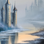 Märchenschloss Im Nebel Spiegelung Im Wasser | Eis und Schnee | Natur