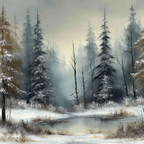 Nebliger Winterwald Und Eisbedeckter See | Eis und Schnee | Natur