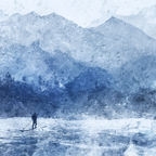 Person Auf Eis Vor Blaün Bergen | Eis und Schnee | Natur