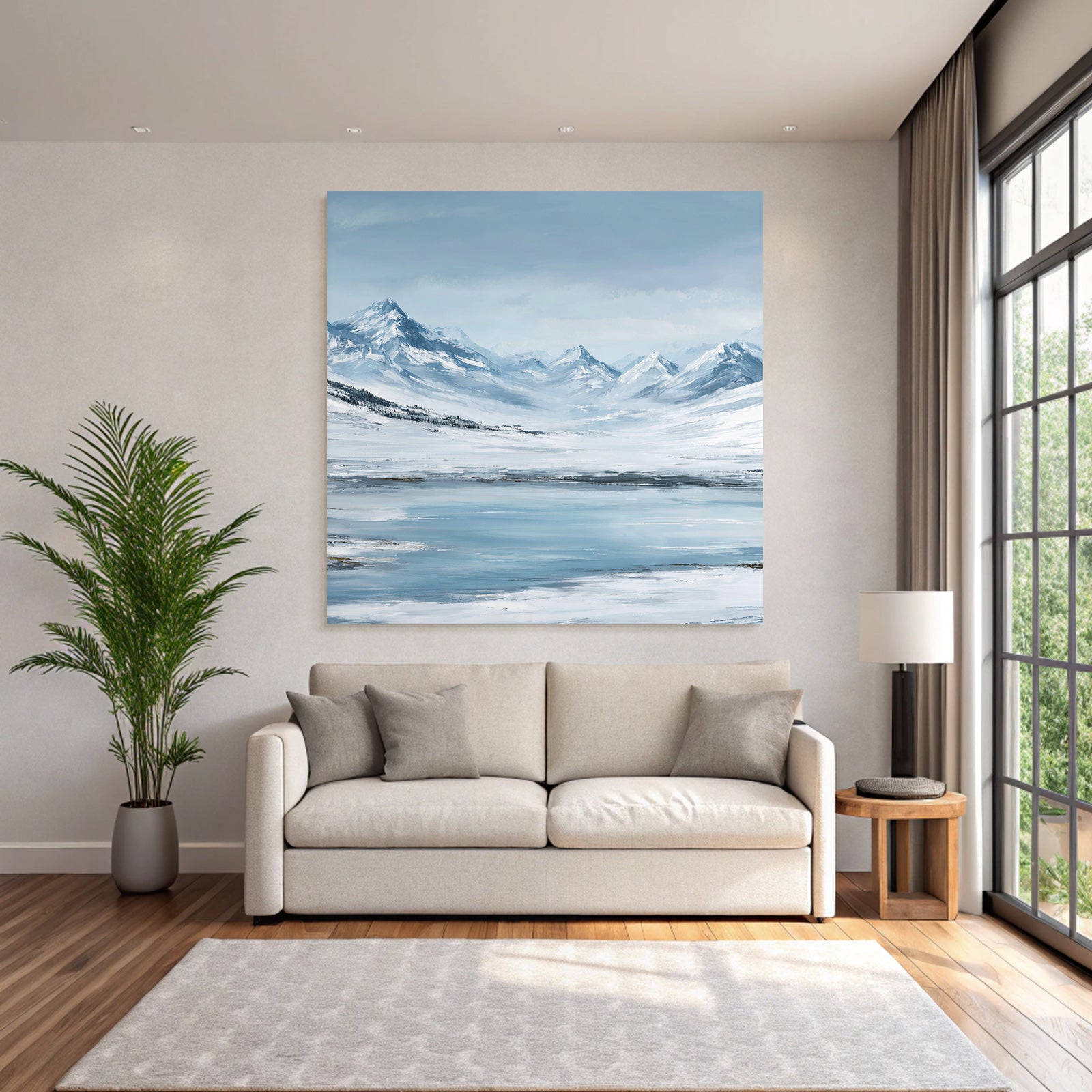 Schneebedeckte Berge Und Ruhiger See