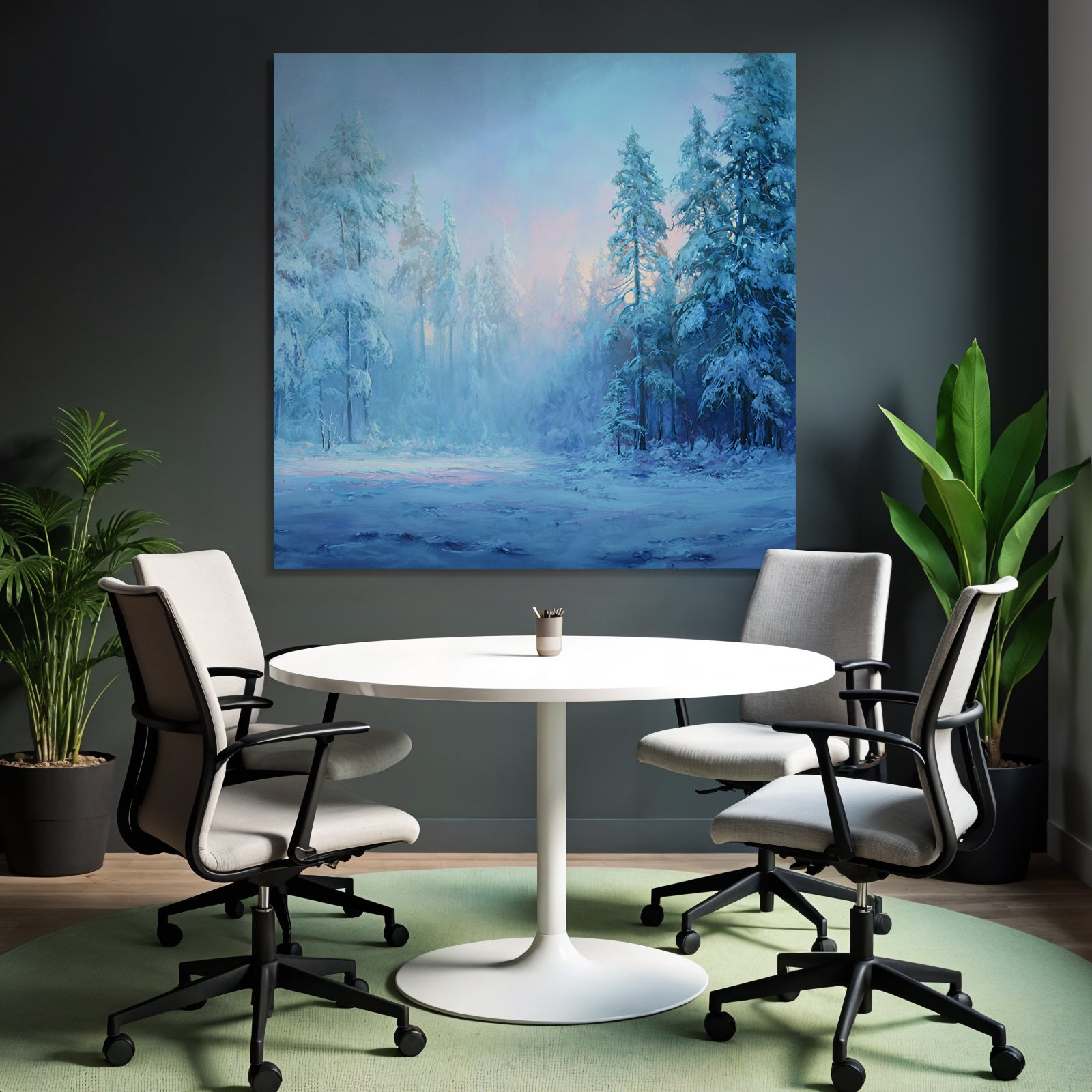 Schneebedeckter Winterwald Mit Ruhiger Atmosphäre