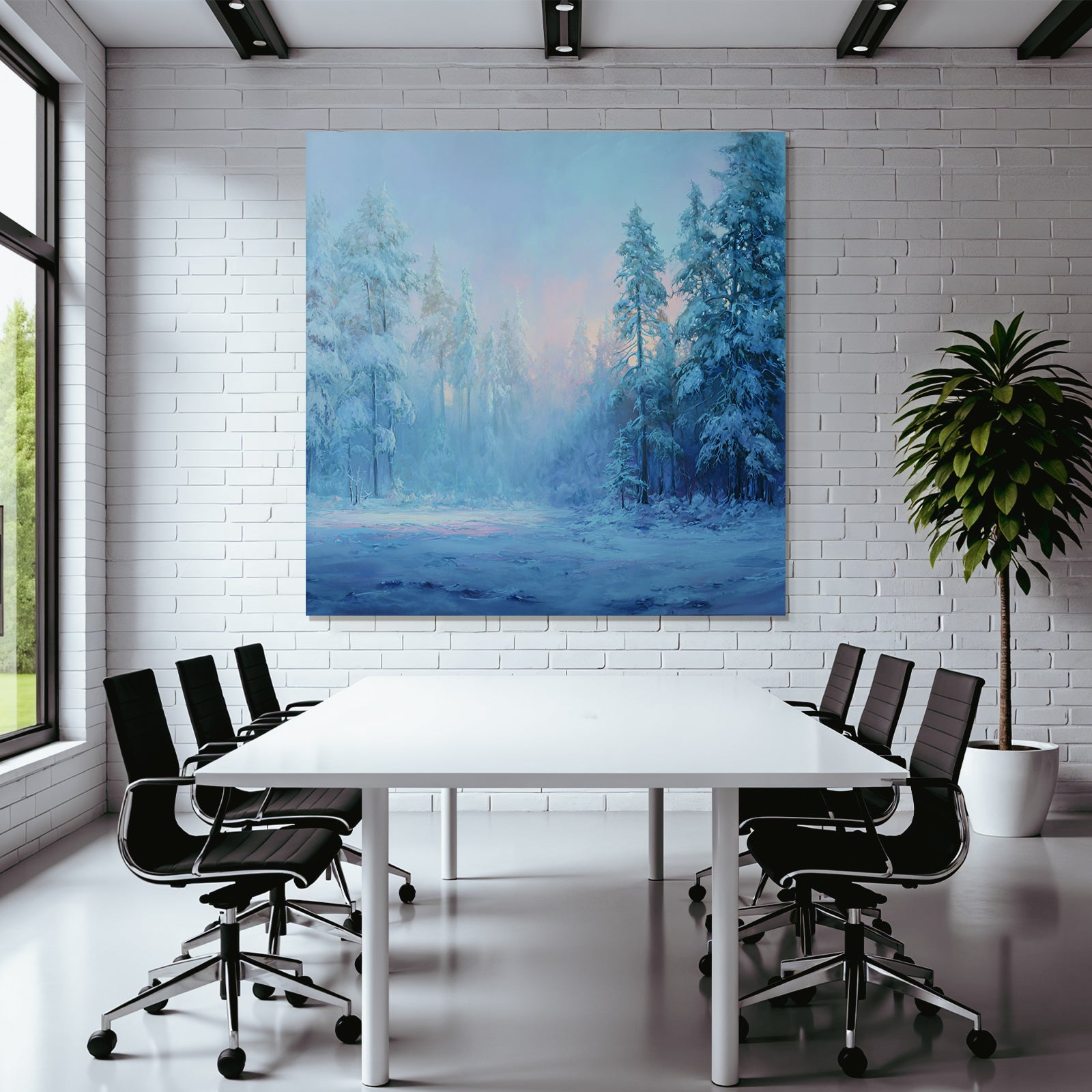 Schneebedeckter Winterwald Mit Ruhiger Atmosphäre