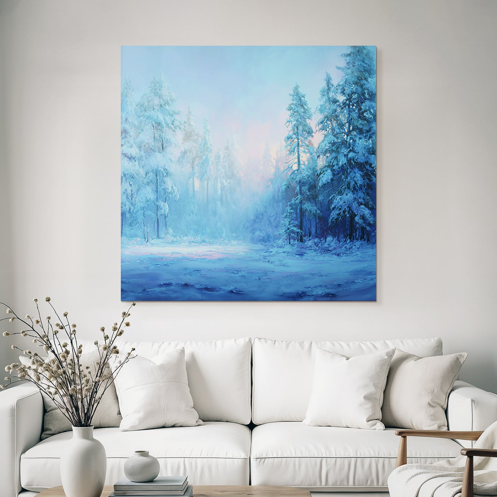 Schneebedeckter Winterwald Mit Ruhiger Atmosphäre