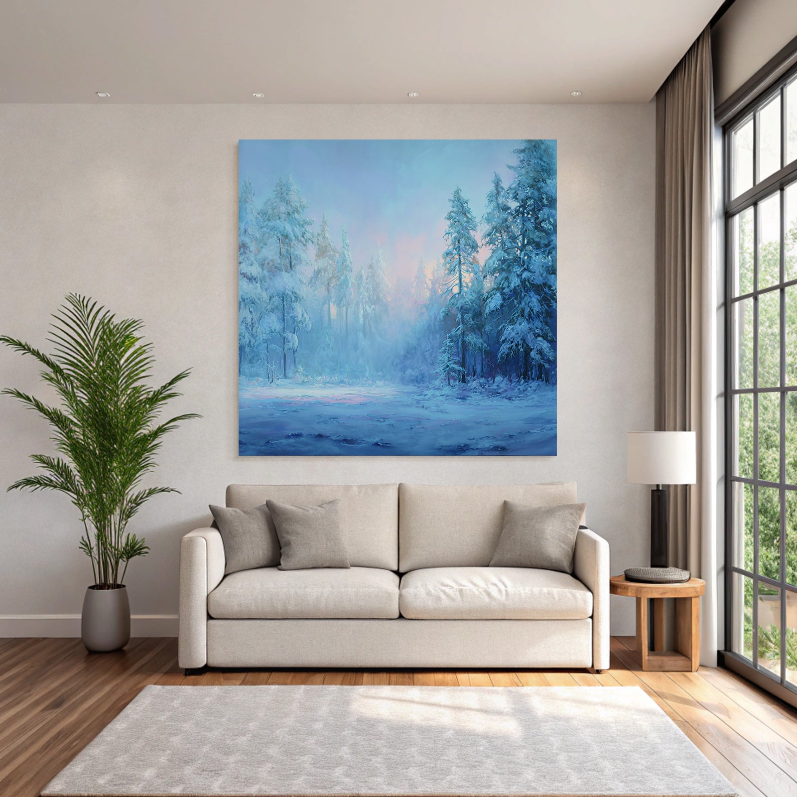Schneebedeckter Winterwald Mit Ruhiger Atmosphäre