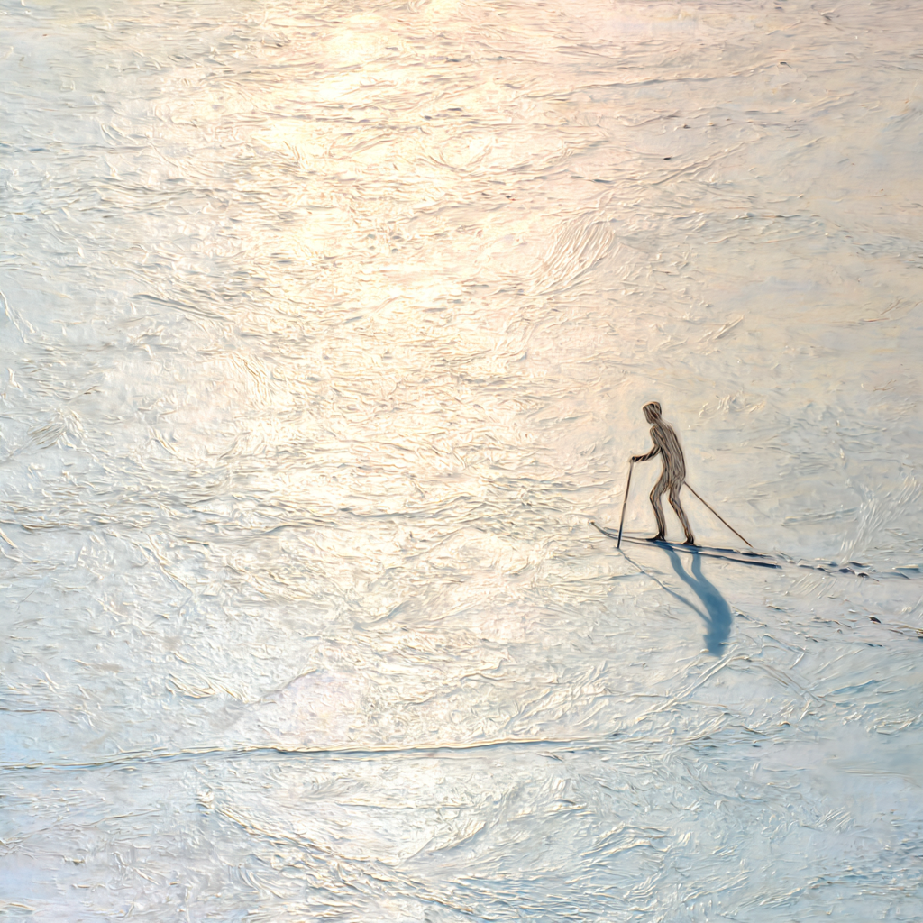 Skifahrer Auf Spiegelnder Oberfläche | Eis und Schnee | Natur