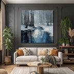 Winterlandschaft Mit Bach Im Schneebedeckten Wald