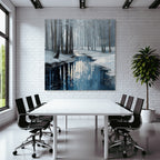 Winterlandschaft Mit Bach Im Schneebedeckten Wald