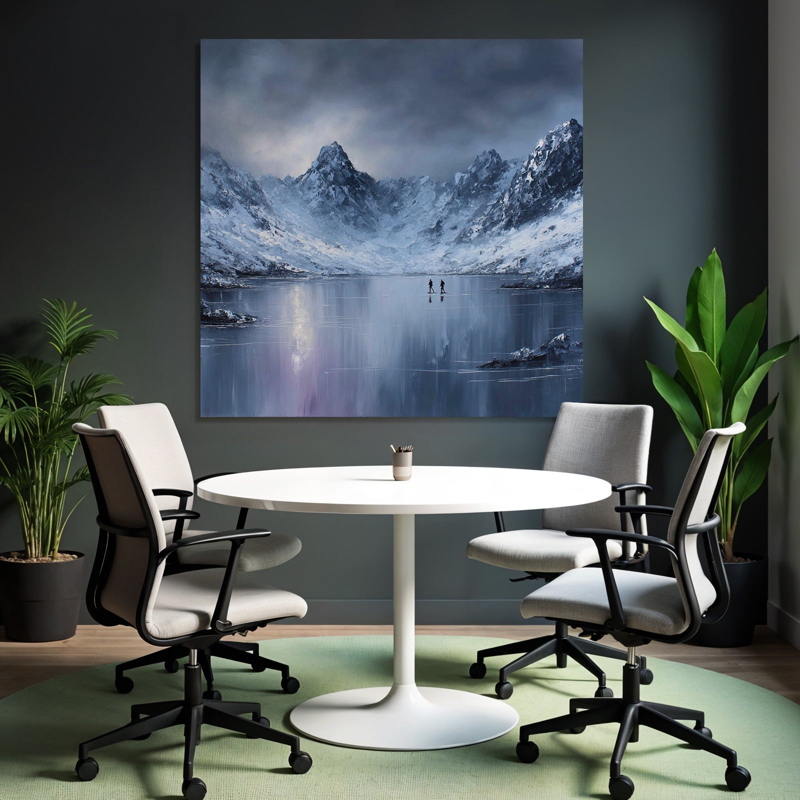 Winterlandschaft Mit Gefrorenem See Und Bergreflexion