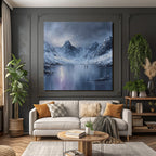 Winterlandschaft Mit Gefrorenem See Und Bergreflexion