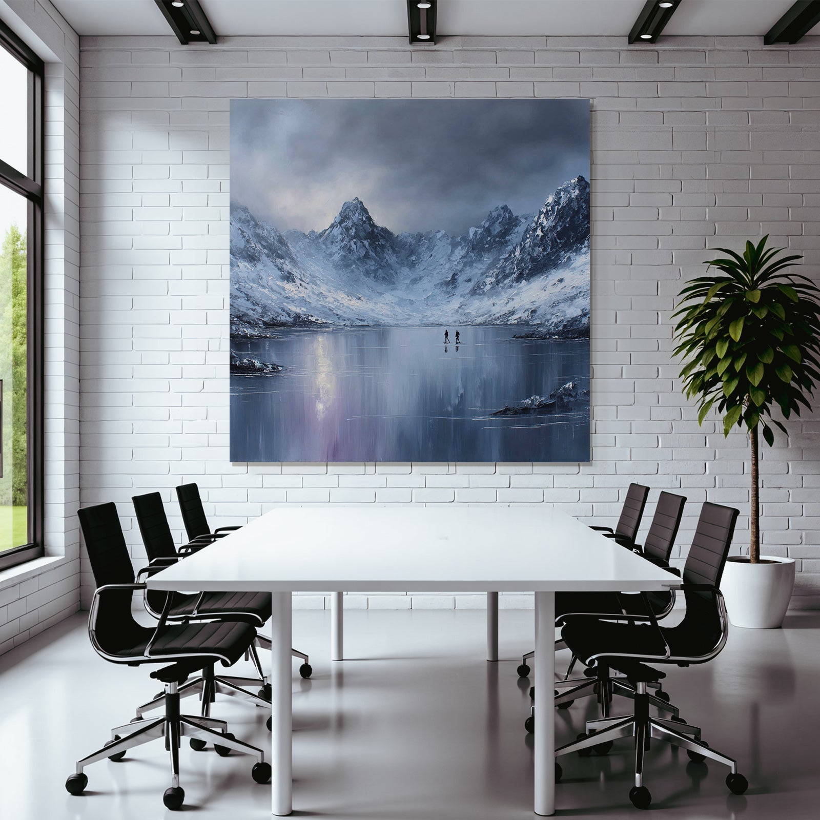 Winterlandschaft Mit Gefrorenem See Und Bergreflexion