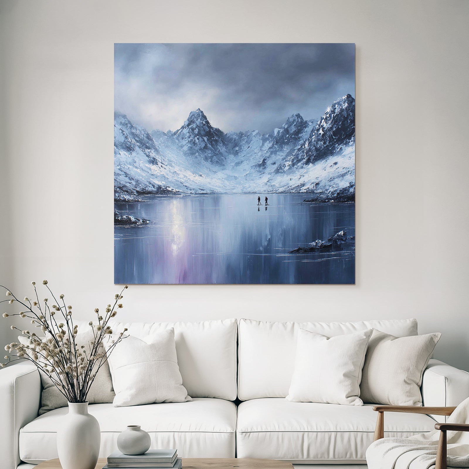 Winterlandschaft Mit Gefrorenem See Und Bergreflexion