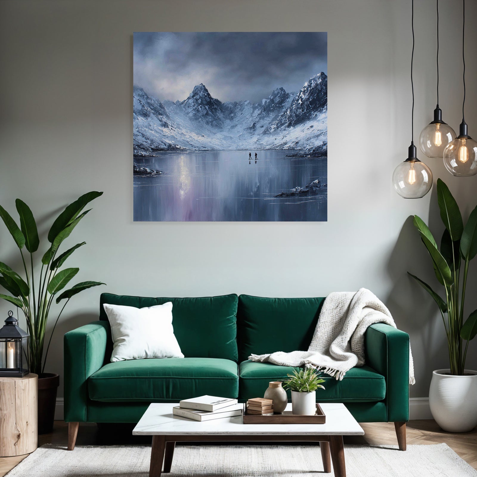 Winterlandschaft Mit Gefrorenem See Und Bergreflexion