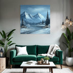 Winterlandschaft Mit Schneebedeckten Bergen Und Einem Ruhigen Fluss