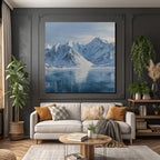 Winterlandschaft Mit Schneebedeckten Bergen Und Spiegelndem Wasser