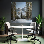 Winterlandschaft Mit Verschneiten Bergen Und Tannen Und Klarem Himmel