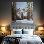 Winterlandschaft Mit Verschneiten Bergen Und Tannen Und Klarem Himmel
