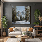 Winterlandschaft Mit Verschneiten Bergen Und Tannen Und Klarem Himmel