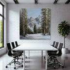 Winterlandschaft Mit Verschneiten Bergen Und Tannen Und Klarem Himmel