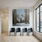 Winterlandschaft Mit Verschneiten Bergen Und Tannen Und Klarem Himmel