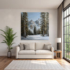 Winterlandschaft Mit Verschneiten Bergen Und Tannen Und Klarem Himmel