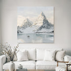 Winterlandschaft Mit Zwei Figuren Auf Gefrorenem See