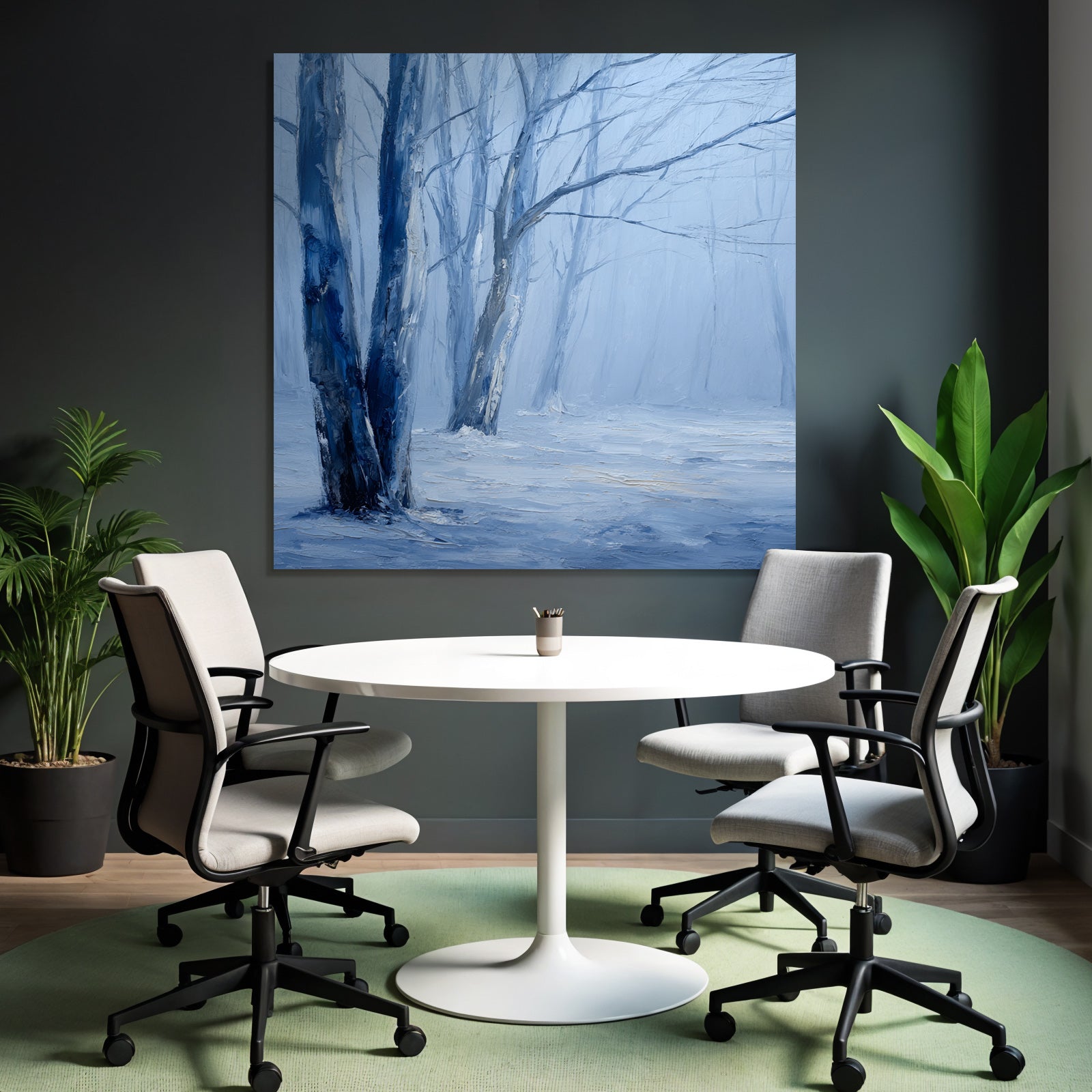 Winterwald Neblige Blaü Landschaft