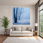 Winterwald Neblige Blaü Landschaft