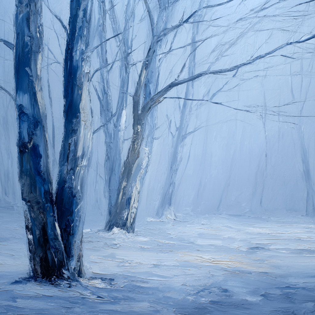 Winterwald Neblige Blaü Landschaft | Eis und Schnee | Natur