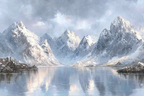 Bergsee Mit Schneebedeckten Bergen Und Reflexion Im Wasser | Eis und Schnee | Natur