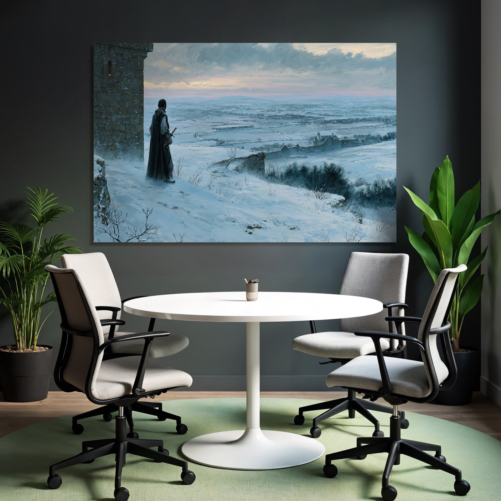 Einsamer Wanderer In Eisiger Winterlandschaft Mit Ferner Maür