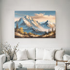 Majestätische Berge Mit Schneebedeckten Gipfeln Und Friedlichem Waldblick