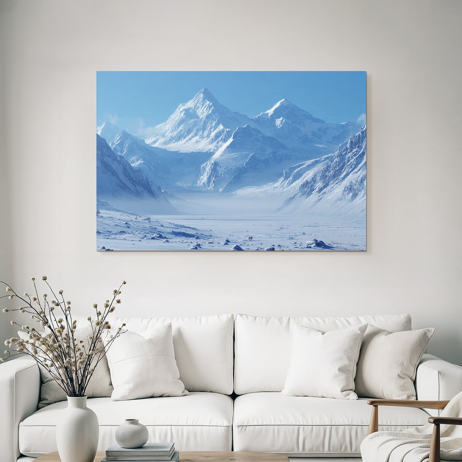 Schneebedeckte Berglandschaft Mit Wanderern