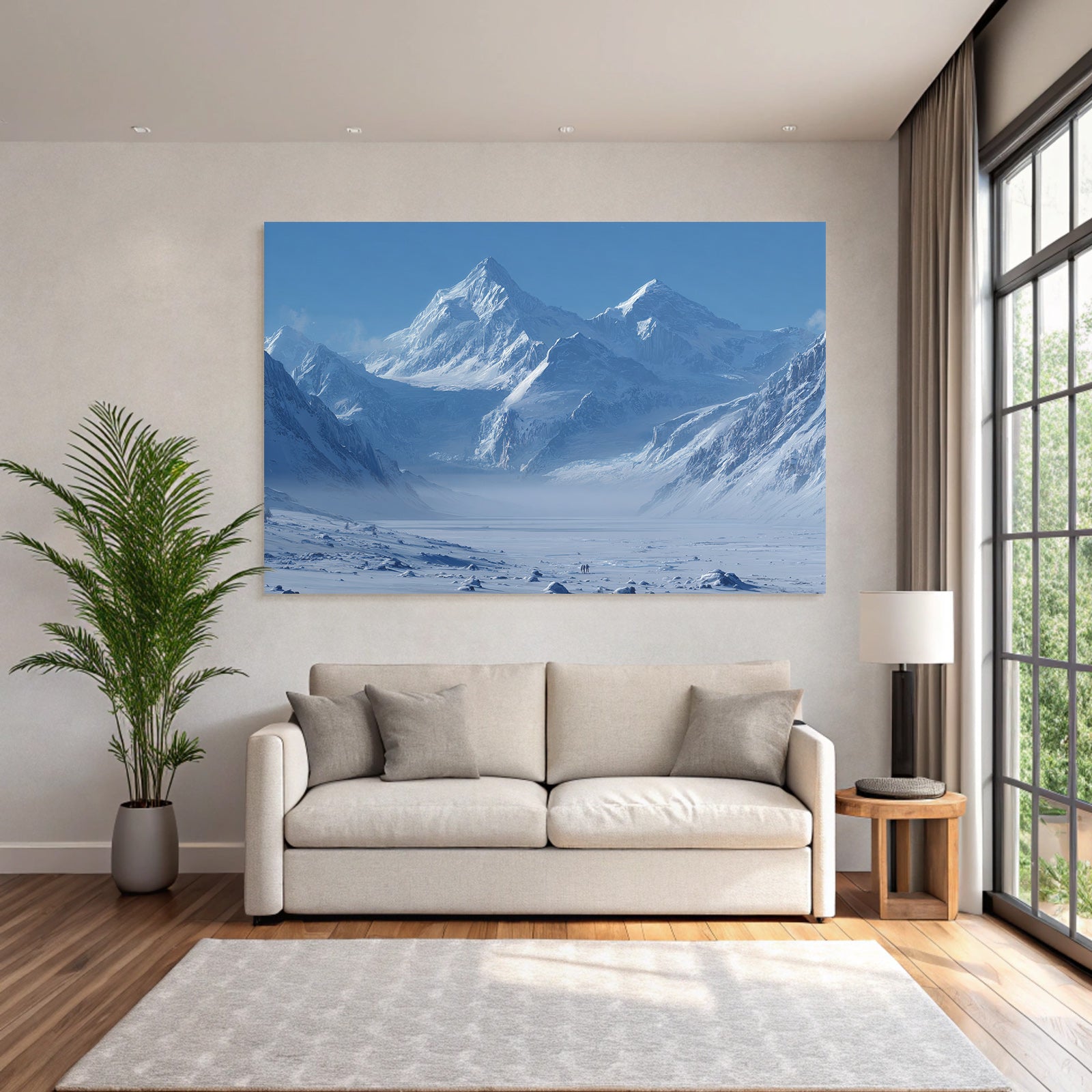 Schneebedeckte Berglandschaft Mit Wanderern