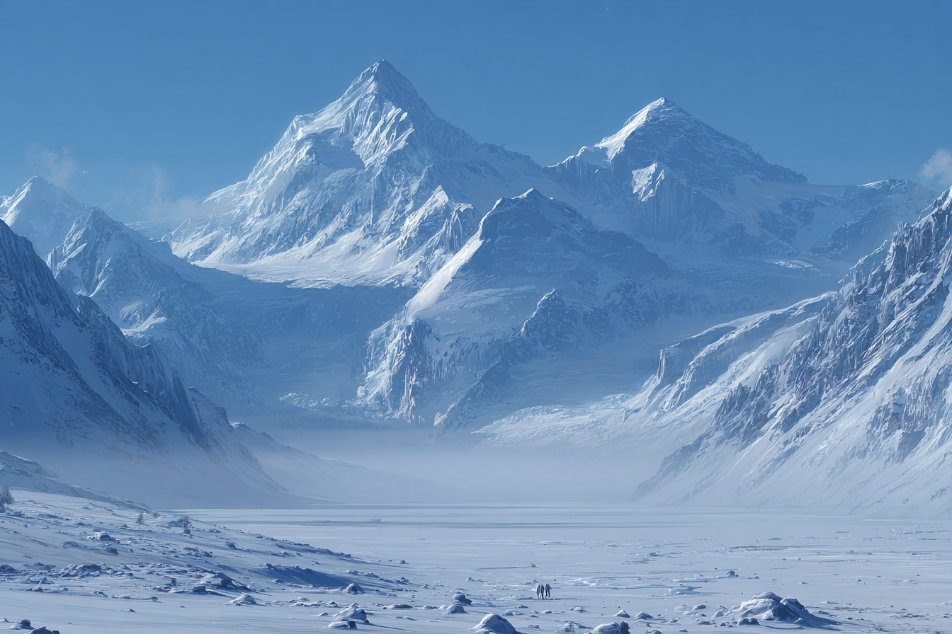 Schneebedeckte Berglandschaft Mit Wanderern | Eis und Schnee | Natur
