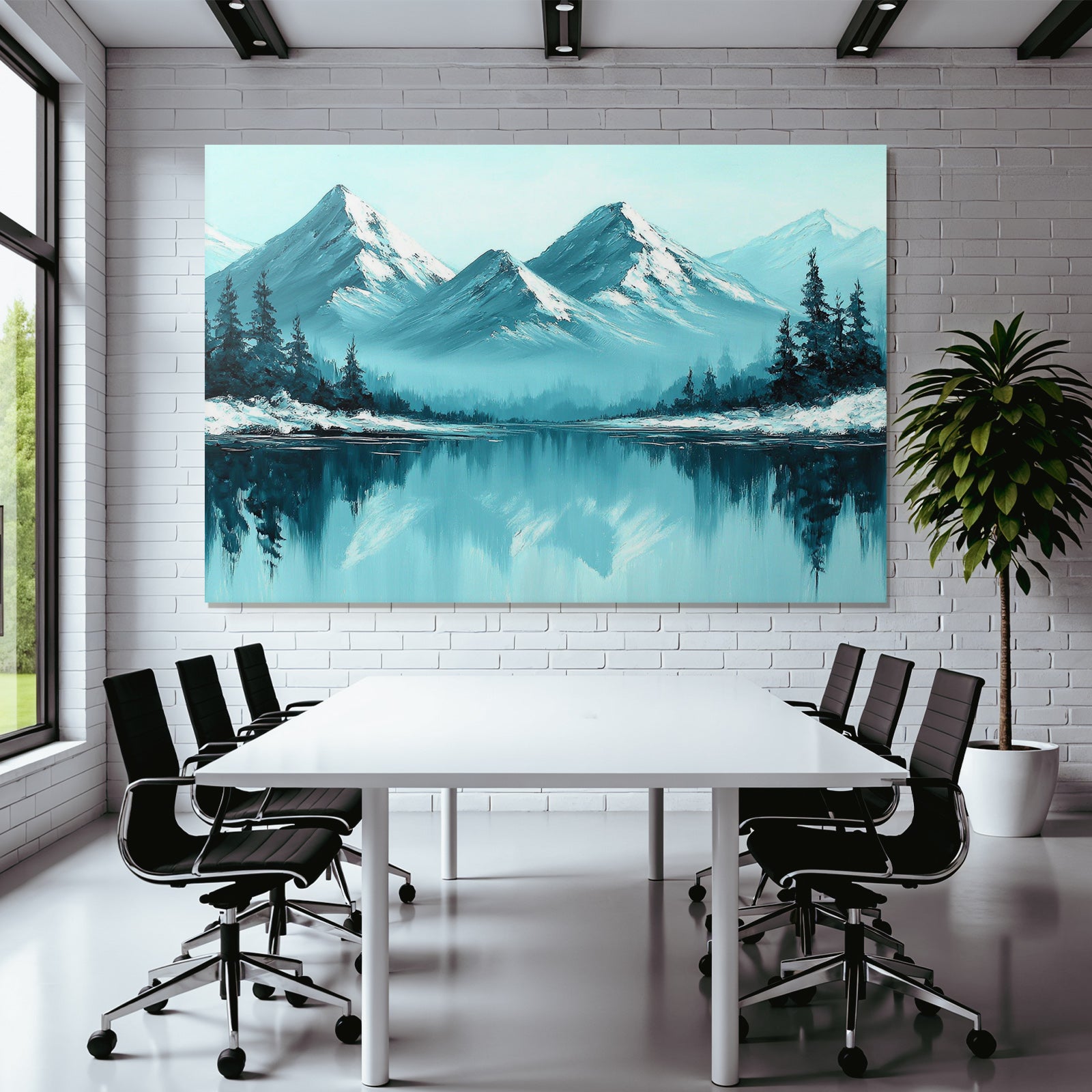 Verschneite Berge Mit Spiegelung Im See