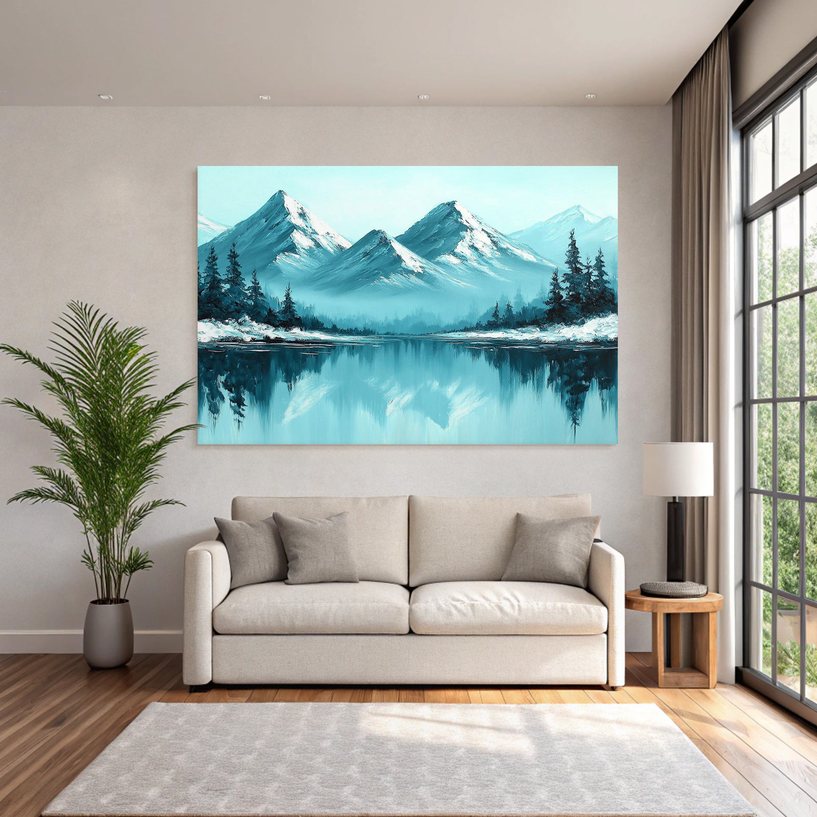 Verschneite Berge Mit Spiegelung Im See