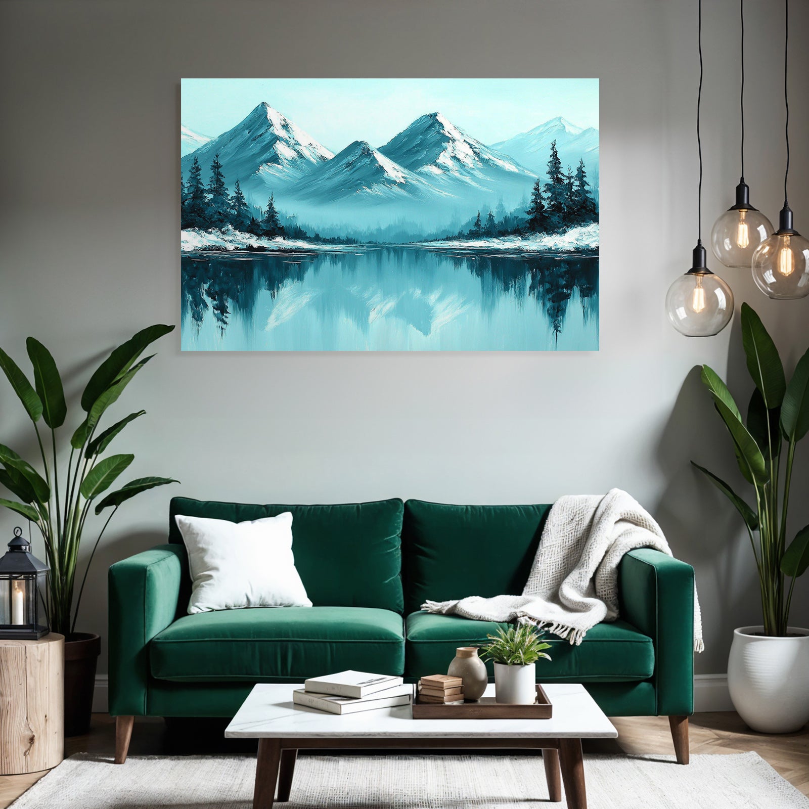 Verschneite Berge Mit Spiegelung Im See