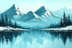 Verschneite Berge Mit Spiegelung Im See | Eis und Schnee | Natur