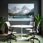 Winterlandschaft Mit Verschneiten Bergen Und Stillem See